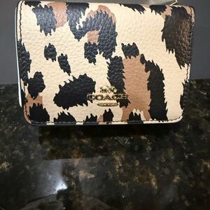 Coach Leopard Wallet With Detachable Zip Coin Card Holder